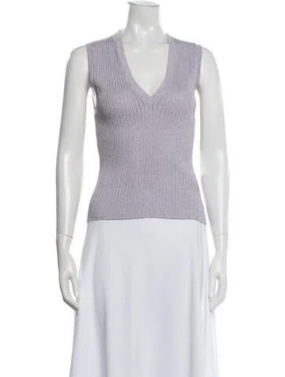 Pre-owned Veronica Beard V-neck Sleeveless Top In White