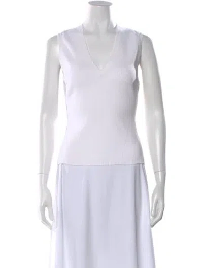 Pre-owned Veronica Beard V-neck Sleeveless Top In White