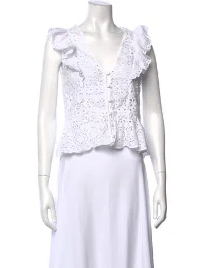 Pre-owned Veronica Beard V-neck Sleeveless Top In White