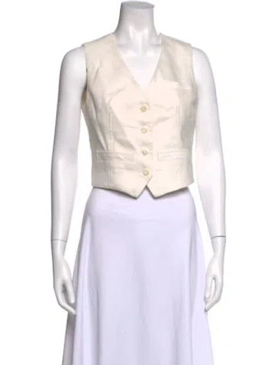 Pre-owned Veronica Beard V-neck Sleeveless Top In White