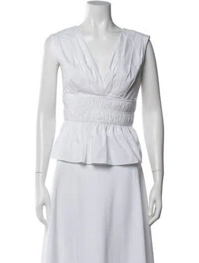 Pre-owned Veronica Beard V-neck Sleeveless Top In White