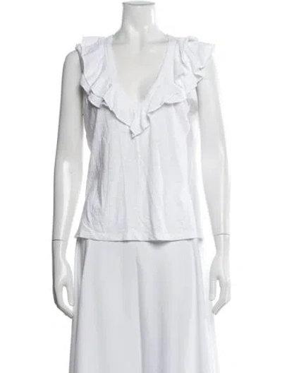Pre-owned Veronica Beard V-neck Sleeveless Top In White