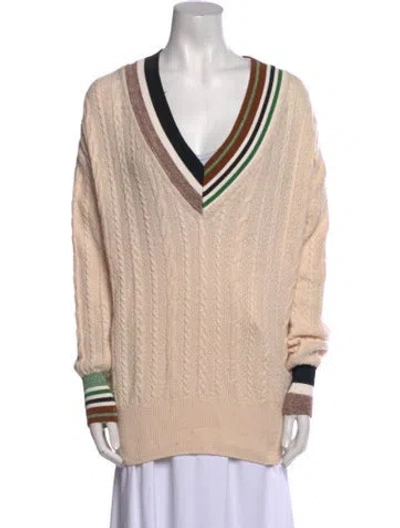 Pre-owned Veronica Beard V-neck Sweater In Neutral