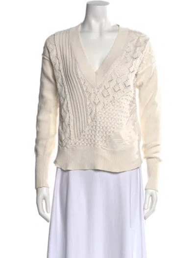 Pre-owned Veronica Beard V-neck Sweater In Neutral