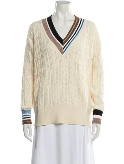 Pre-owned Veronica Beard V-neck Sweater In Neutral