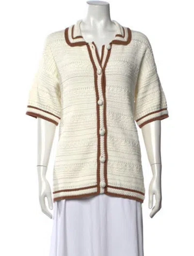 Pre-owned Veronica Beard V-neck Sweater In Neutrals/white
