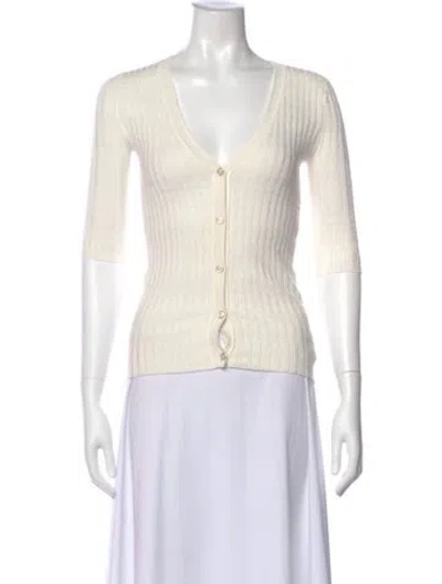 Pre-owned Veronica Beard V-neck Sweater In White