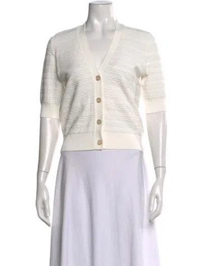 Pre-owned Veronica Beard V-neck Sweater In White