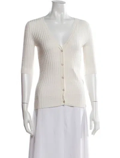 Pre-owned Veronica Beard V-neck Sweater In White