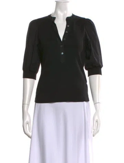 Pre-owned Veronica Beard V-neck Three-quarter Sleeve Blouse In Black