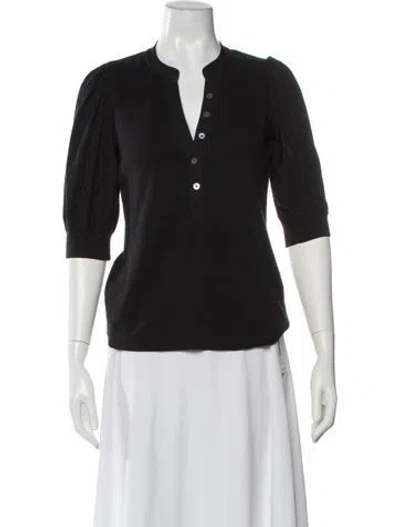 Pre-owned Veronica Beard V-neck Three-quarter Sleeve Blouse In Black