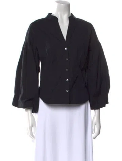 Pre-owned Veronica Beard V-neck Three-quarter Sleeve Blouse In Black