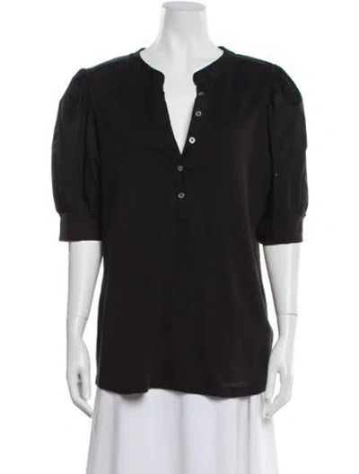 Pre-owned Veronica Beard V-neck Three-quarter Sleeve Blouse In Black
