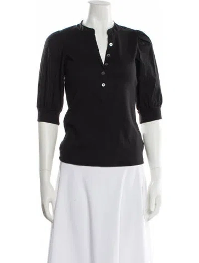 Pre-owned Veronica Beard V-neck Three-quarter Sleeve Blouse In Black