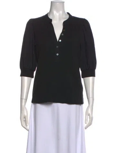 Pre-owned Veronica Beard V-neck Three-quarter Sleeve Blouse In Black