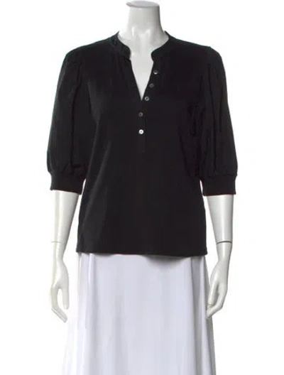Pre-owned Veronica Beard V-neck Three-quarter Sleeve Blouse In Black