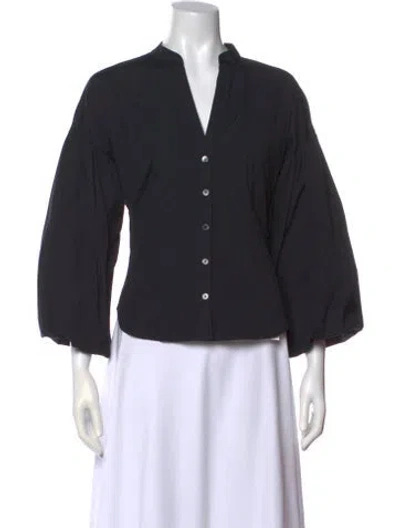 Pre-owned Veronica Beard V-neck Three-quarter Sleeve Blouse In Black