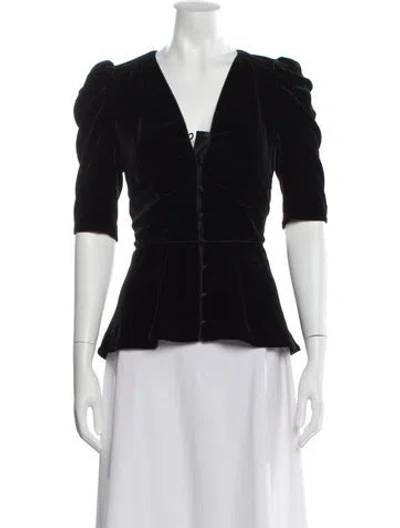 Pre-owned Veronica Beard V-neck Three-quarter Sleeve Blouse In Black