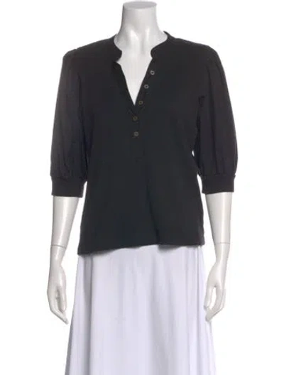 Pre-owned Veronica Beard V-neck Three-quarter Sleeve Blouse In Blue