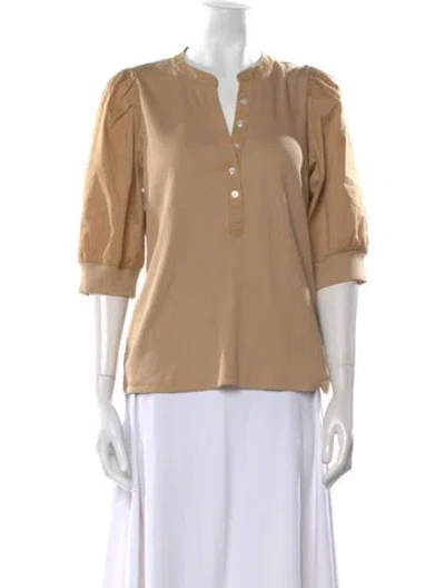 Pre-owned Veronica Beard V-neck Three-quarter Sleeve Blouse In Neutral