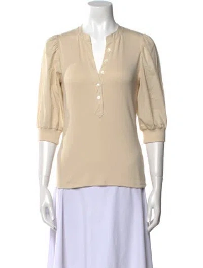 Pre-owned Veronica Beard V-neck Three-quarter Sleeve Blouse In Neutral