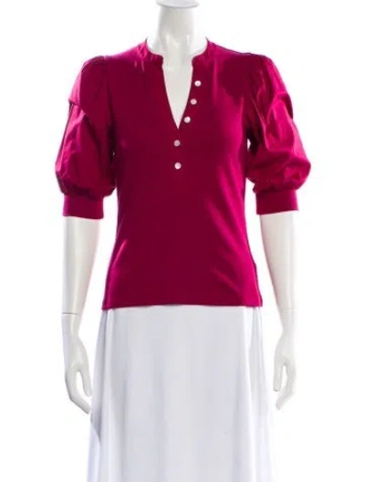 Pre-owned Veronica Beard V-neck Three-quarter Sleeve Blouse In Orange