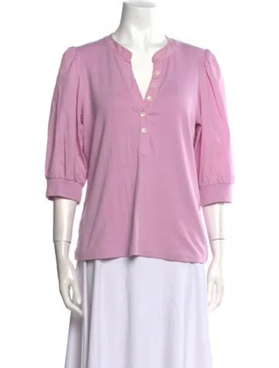 Pre-owned Veronica Beard V-neck Three-quarter Sleeve Blouse In Purple