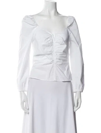 Pre-owned Veronica Beard V-neck Three-quarter Sleeve Blouse In White