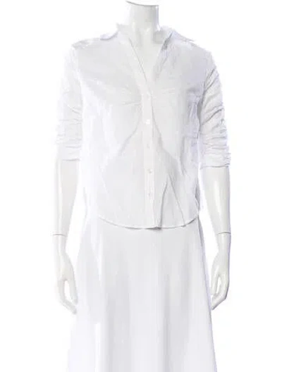 Pre-owned Veronica Beard V-neck Three-quarter Sleeve Blouse In White