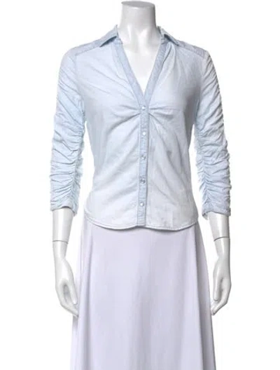 Pre-owned Veronica Beard V-neck Three-quarter Sleeve Button-up Top In Multi