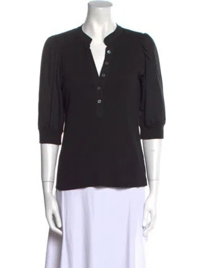 Pre-owned Veronica Beard V-neck Three-quarter Sleeve Polo In Black