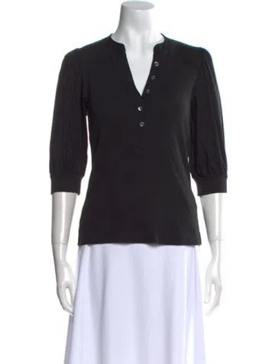 Pre-owned Veronica Beard V-neck Three-quarter Sleeve Polo In Black