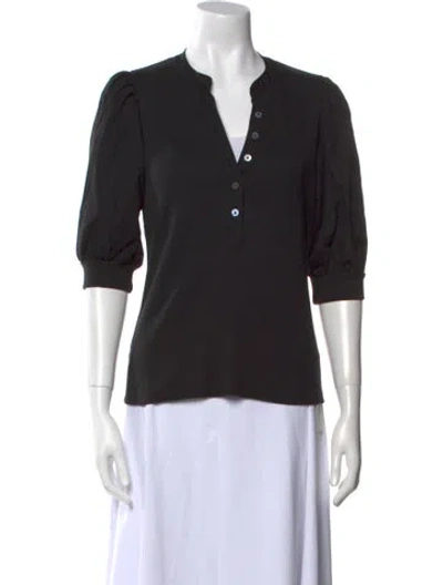 Pre-owned Veronica Beard V-neck Three-quarter Sleeve Polo In Black