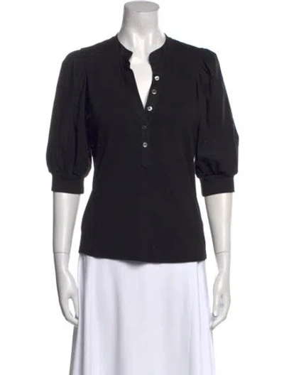 Pre-owned Veronica Beard V-neck Three-quarter Sleeve Polo In Black