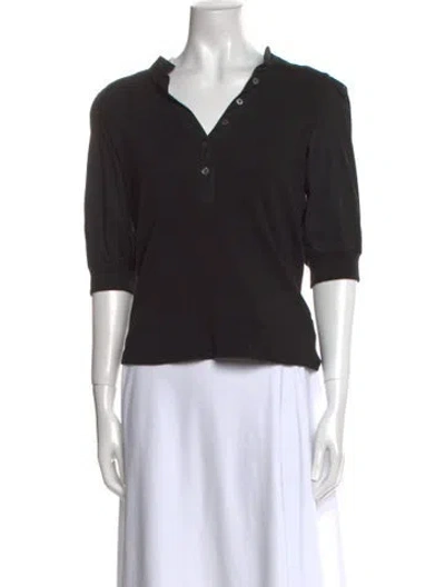 Pre-owned Veronica Beard V-neck Three-quarter Sleeve Polo In Black