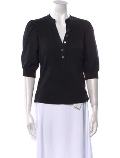 Pre-owned Veronica Beard V-neck Three-quarter Sleeve Polo In Black