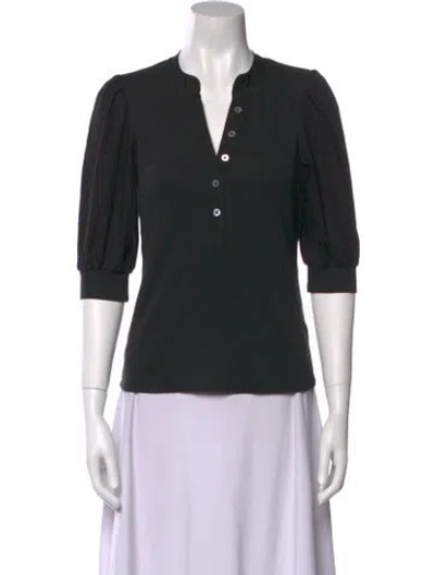 Pre-owned Veronica Beard V-neck Three-quarter Sleeve Polo In Black