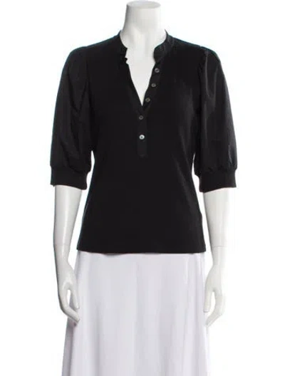 Pre-owned Veronica Beard V-neck Three-quarter Sleeve Polo In Black