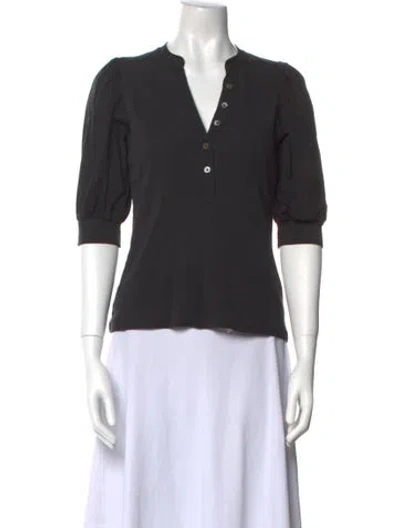 Pre-owned Veronica Beard V-neck Three-quarter Sleeve Polo In Black