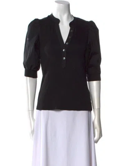 Pre-owned Veronica Beard V-neck Three-quarter Sleeve Polo In Black