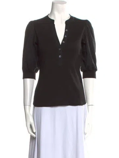 Pre-owned Veronica Beard V-neck Three-quarter Sleeve Polo In Black