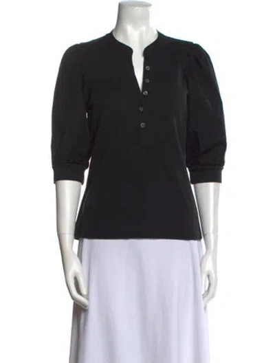 Pre-owned Veronica Beard V-neck Three-quarter Sleeve Polo In Black