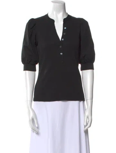 Pre-owned Veronica Beard V-neck Three-quarter Sleeve Polo In Black