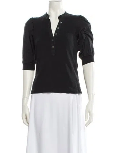Pre-owned Veronica Beard V-neck Three-quarter Sleeve Polo In Black