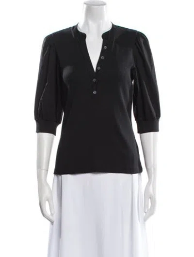 Pre-owned Veronica Beard V-neck Three-quarter Sleeve Polo In Black