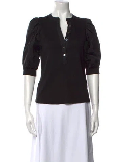 Pre-owned Veronica Beard V-neck Three-quarter Sleeve Polo In Black