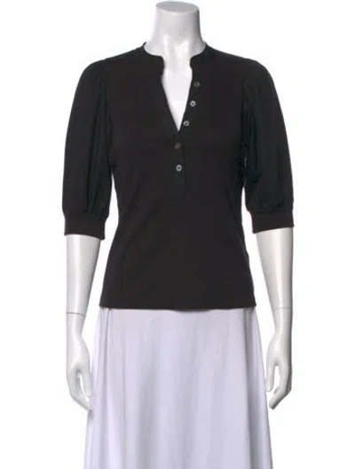 Pre-owned Veronica Beard V-neck Three-quarter Sleeve Polo In Black