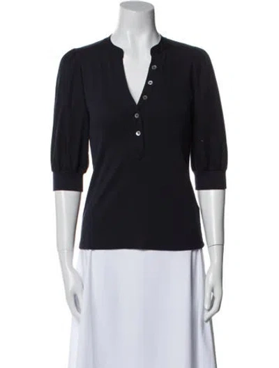 Pre-owned Veronica Beard V-neck Three-quarter Sleeve Polo In Blue