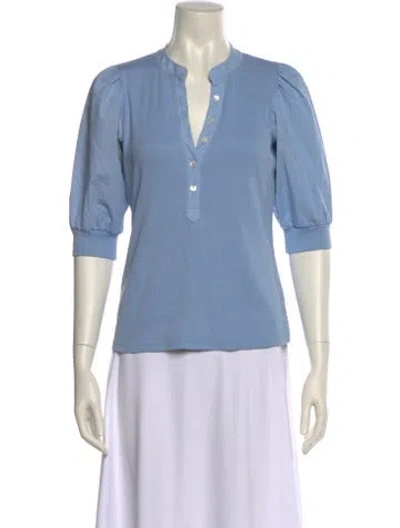 Pre-owned Veronica Beard V-neck Three-quarter Sleeve Polo In Blue