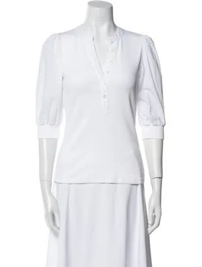 Pre-owned Veronica Beard V-neck Three-quarter Sleeve Polo In Blue